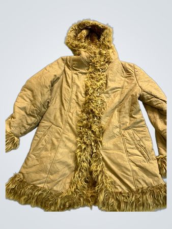 Brown Faux Fur Trimmed Hooded Jacket