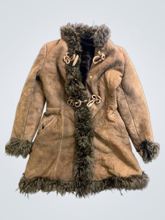 Brown Suede Shearling Coat