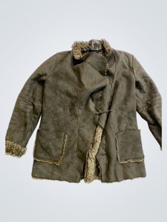 Brown Suede Jacket with Fur Trim