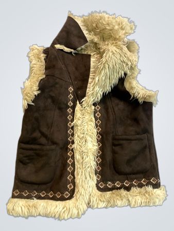 Brown Faux Fur Trimmed Vest