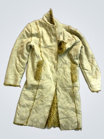 Beige jacket with fur trim