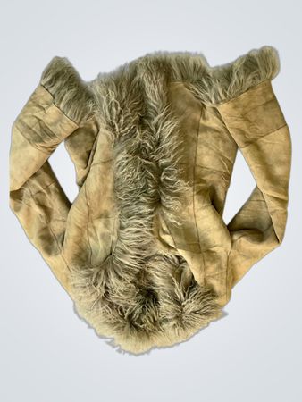 Tan Suede Jacket with Fur Trim