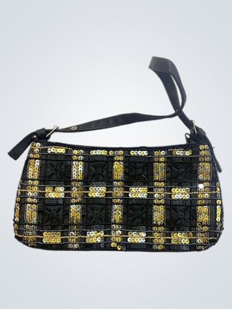 Black sequined handbag