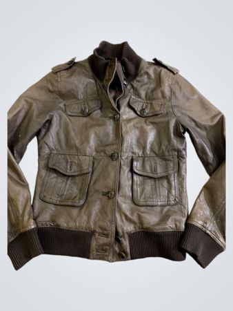 Zero Collection Leather Bomber Jacket