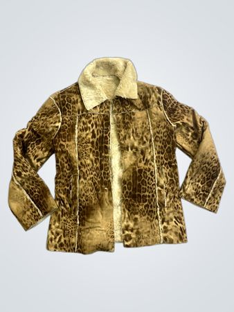 Leopard Print Faux Fur Lined Jacket