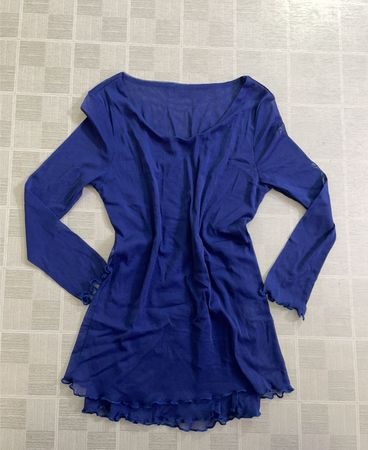 Blaues Netz Langarmtop