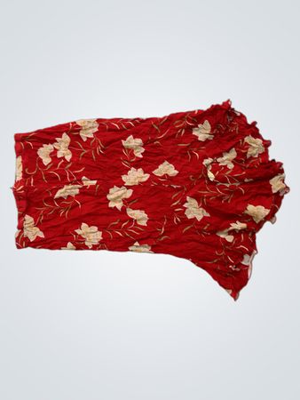 Red floral print fabric