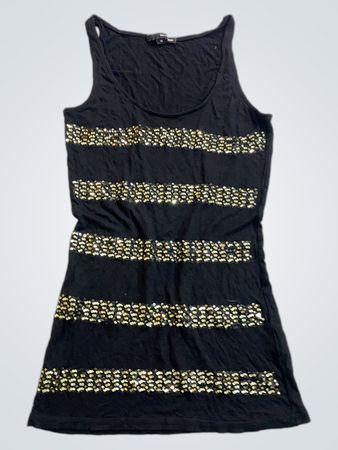 Schwarzes ärmelloses Tanktop mit Pailletten