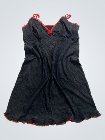 Black nightgown with red trim