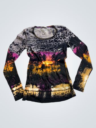 Oui Moments Langarmgrafikprint-Top