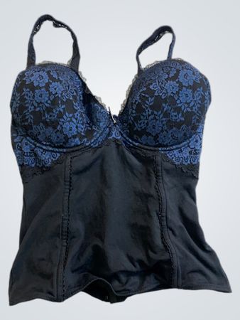 Nina Von C Black and Blue Lace Corset Bra