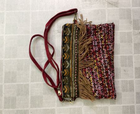 Woven Clutch with Fringe and Sequins