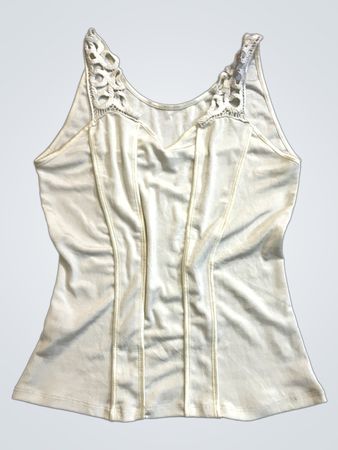White Tank Top with Lace Detail