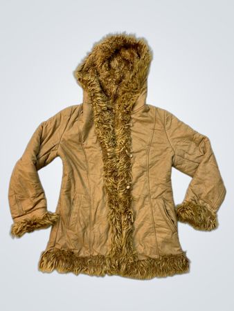 Tan Faux Fur Hooded Jacket