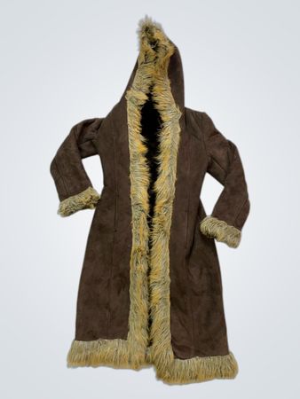 Brown Faux Fur Trimmed Coat