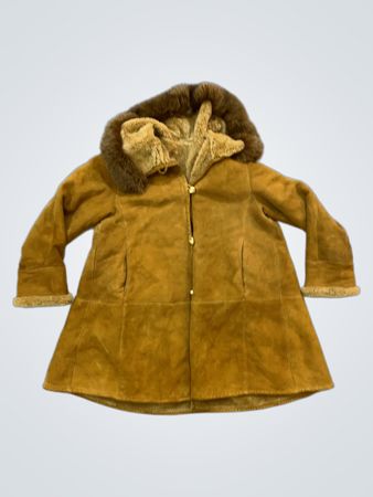 Veste à capuche en suède doublée en shearling