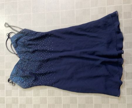 Asable Holland Navy Perlenbesetztes Trägerkleid