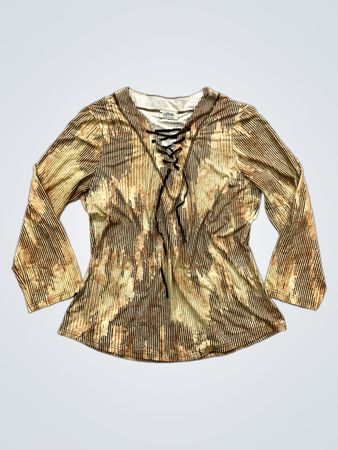 Haut à manches longues en V à lacets pour femme Oltre