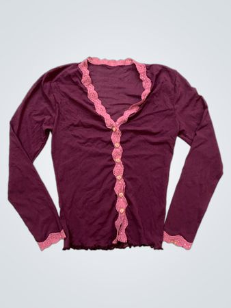 Top à manches longues avec bordure en dentelle