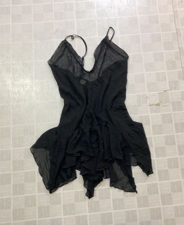 Black Sheer Ruffle Dress