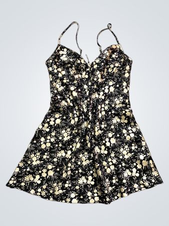 Robe lingerie à imprimé floral noir Presence