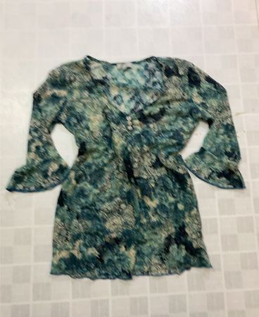 Per Una Blaue Blumendruck Transparente Kimono-Bluse