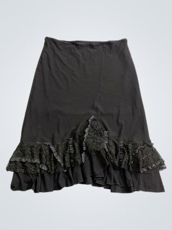 Black skirt with ruffles and lace