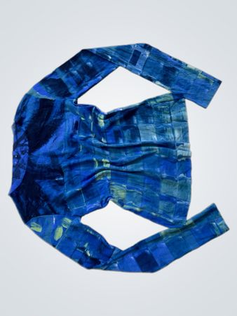 Blauer abstrakter Druck Langarmtop