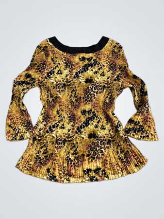 Essentials by Milano Haut à manches longues en imprimé léopard plissé pour femmes