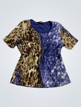 Top transparent à imprimé animal bleu et marron pour femmes Passport