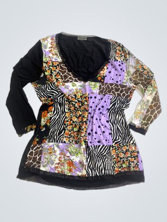 Sister's More Patchwork Print Long Sleeve Top