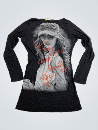 Miss Miss von Vanzetti Schwarzes Langarm-T-Shirt mit grafischem Druck