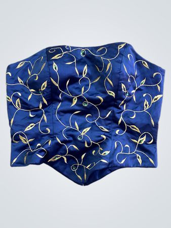 Blue Corset with Gold Embroidery