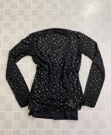 Black sheer long sleeve top with stars