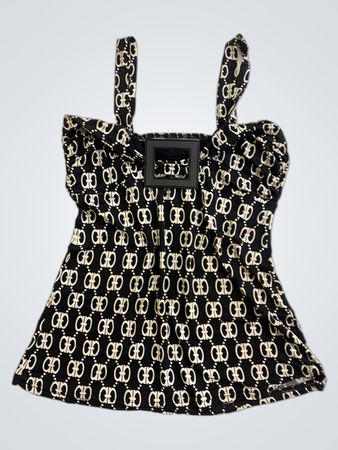 Salvatore Ferragamo Schwarz & Beige Gancini Print Tanktop