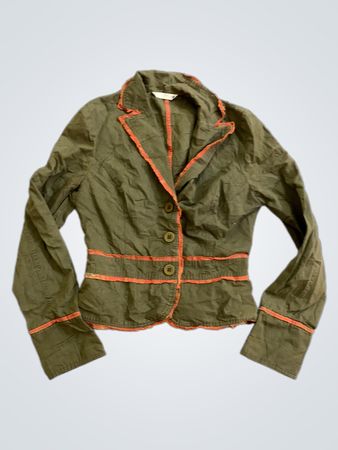 Veste verte pour femmes Promod avec des bordures orange