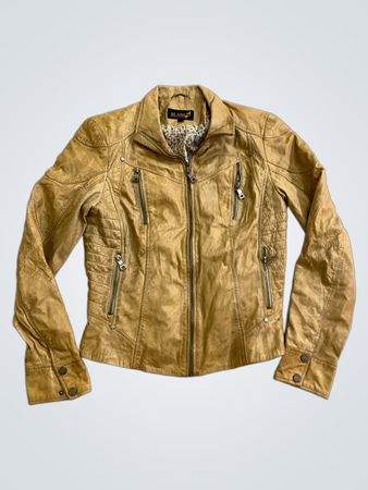 JILANI COLLECTION Women's Brown Faux Leather Jacket Size 36