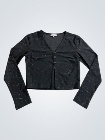 RAF Since 1958 Black Marble Print Langarm-V-Ausschnitt-Oberteil