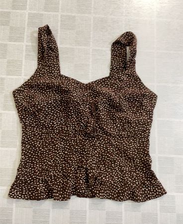 Braun-weißes Oberteil mit Polka-Dots