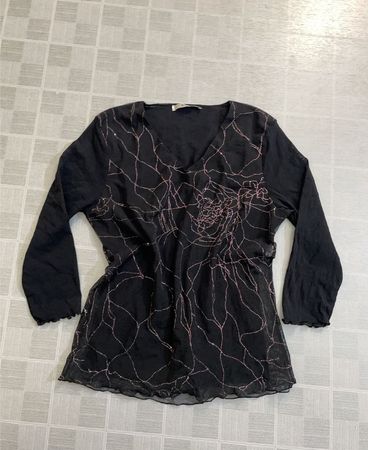 Burton Black Mesh Floral Top