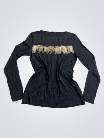 Tezenis Schwarzes Langarmshirt mit Federdetail