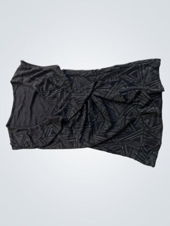 Schwarzes trägerloses Oberteil mit geometrischem Druck