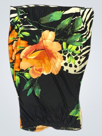 Nattley Blumen- und Zebra-Muster trägerloses Kleid