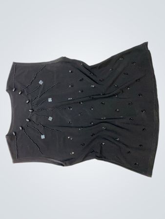 Schwarzes ärmelloses Top mit Verzierungen