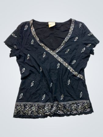 Nächstes schwarzes Paillettenverziertes Top