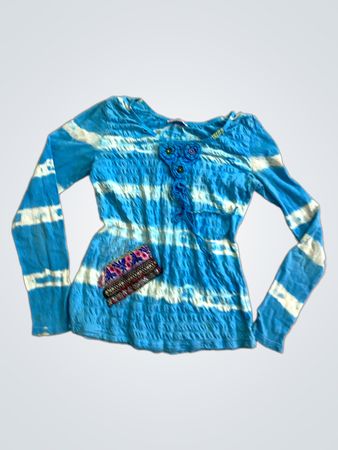 EXQUISSE Blue Batik-Langarmshirt