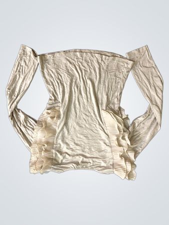 NAAMA Beige Langarmshirt mit Rüschendetail