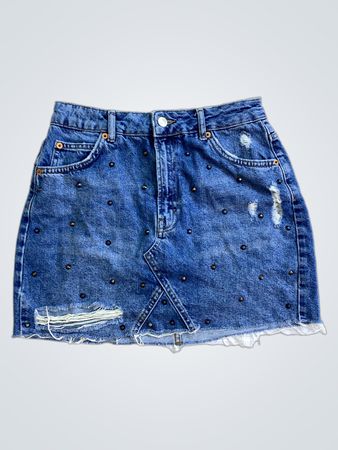 TOPSHOP Denim-Minirock mit Nieten