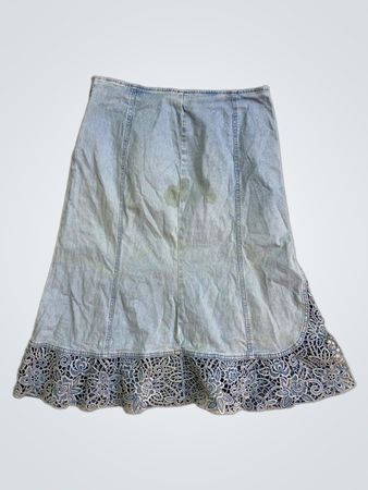 LAFEI-NIER Jeansrock mit Spitzenbesatz