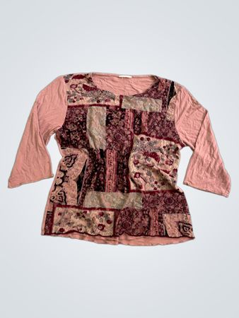 Patchwork-Oberteil mit langen Ärmeln
